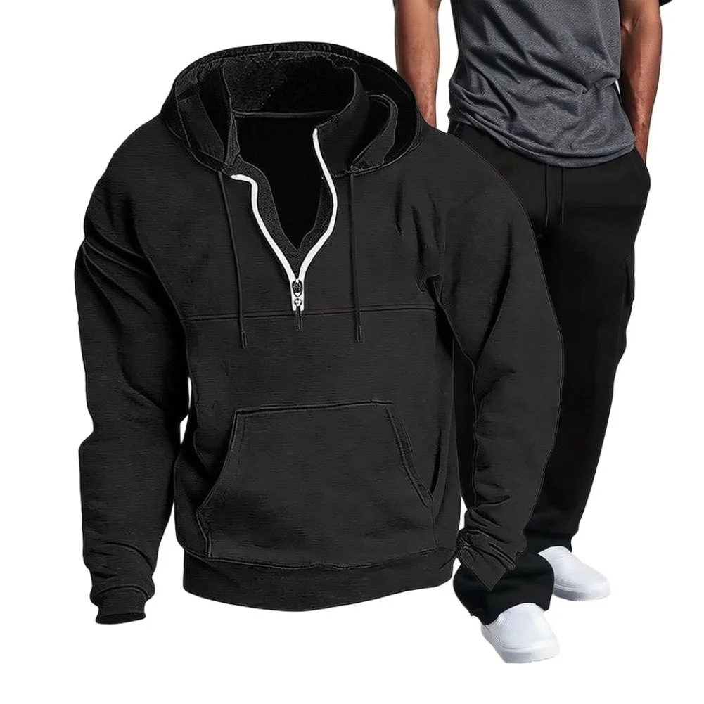 Men's Running Sport Solid Color Hoodies Clothing Sweatshirt Tracksuit Pant Sets