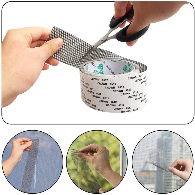 Strong Adhesive Screen Repair Tape Kit Door Window Net Anti-mosquito Netting Mesh Sticky Wires Patch Fix Rips Tears Broken Holes