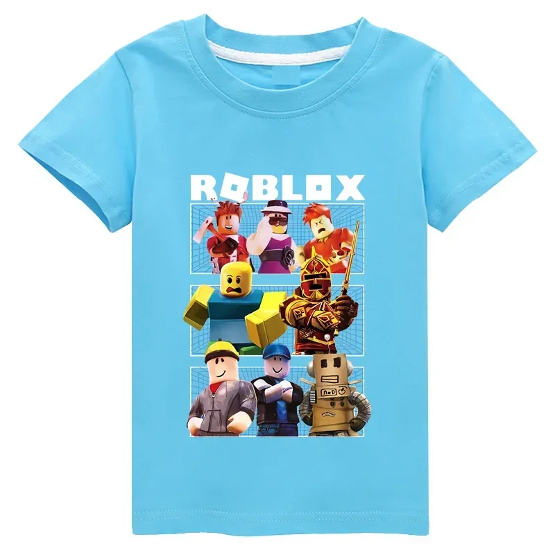 3D New Product ROBLOX Fashionable Children\'s Clothing for Boys and Girls Short-sleeved T-shirt Mesh Polyester Clothes Child Boy