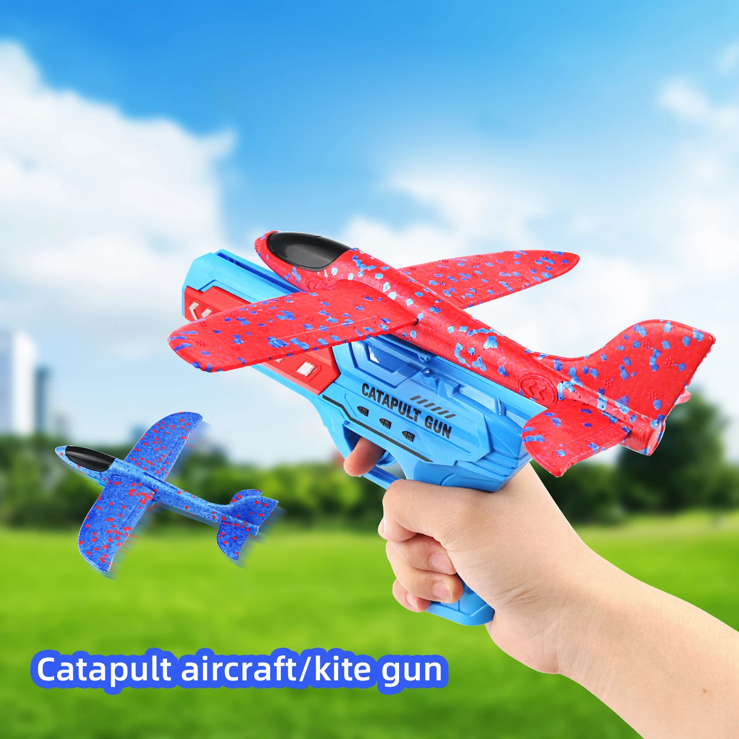 Schaumstoff-Auswurf, Flugzeugpistole, Kinderspielzeug, Segelflugzeug, Werfer, fliegendes Spielzeug im Freien