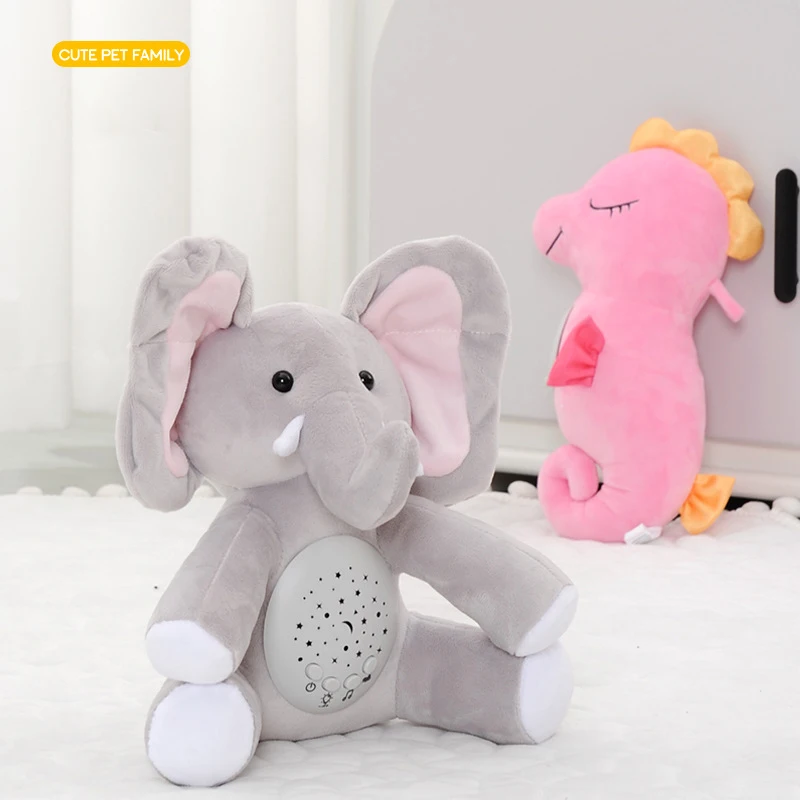 Juguetes de peluche de elefante para niños, muñecos de animales de peluche suaves, muñecos de dibujos animados para dormir, juguete de música ligera eléctrica divertida para niños, regalo de Festival