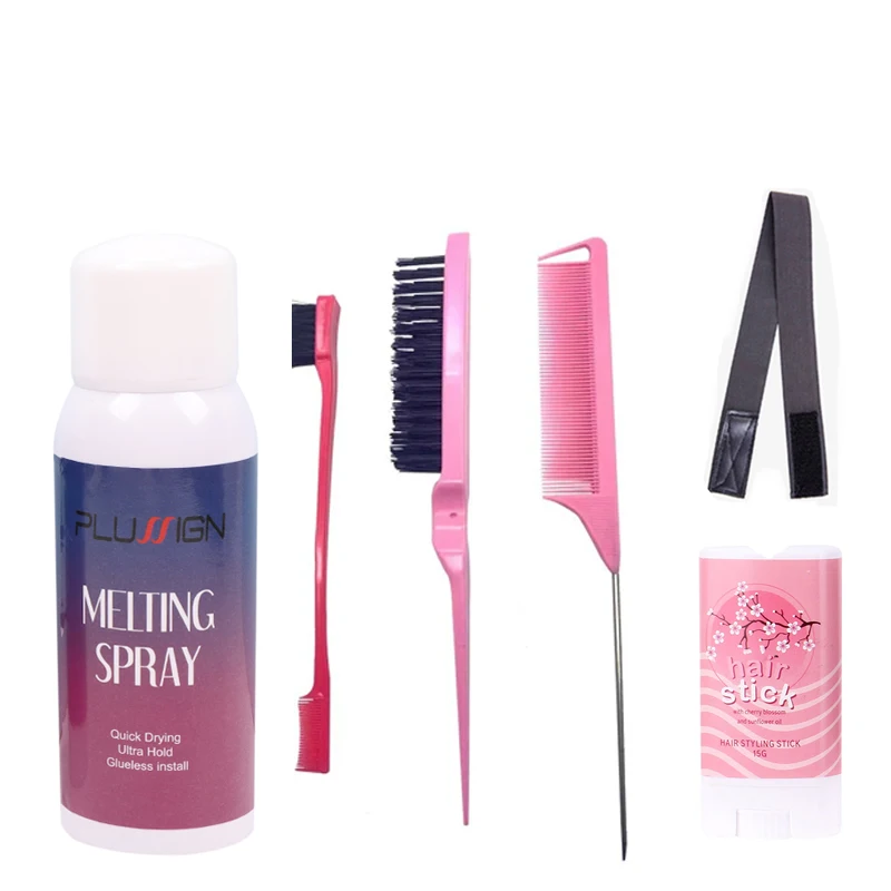 

120ML Lace Melting glue spray Holding Spray Glue-Less Hair Adhesive for Wigs Strong Finishing Hold edge Control brush wax stick