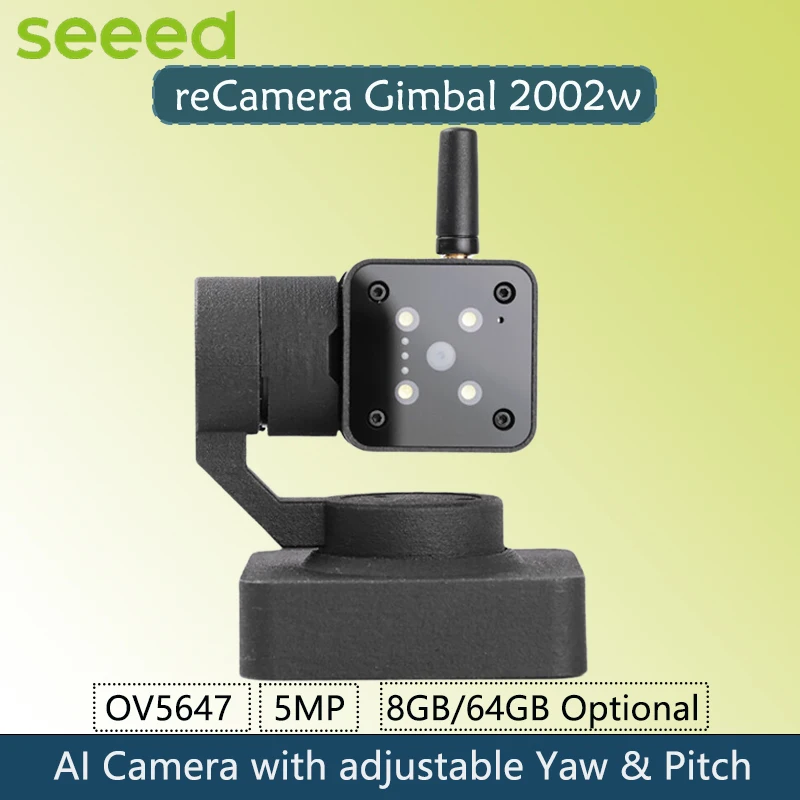 

Seeed reCamera Gimbal 2002w 5MP OV5647 Датчик 8 ГБ / 64 ГБ Полностью электронная система с открытым исходным кодом 1TOPS AI Камера с регулируемым шагом поворота