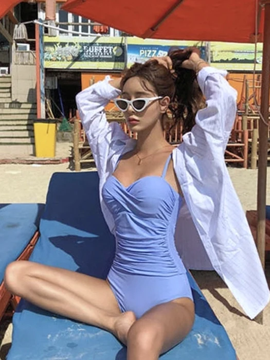 

Conservative Sle Women's One-Piece Swimsuit Bikini Thermal Spring Gathering e Slimming Body Cover up Casual Swimwear