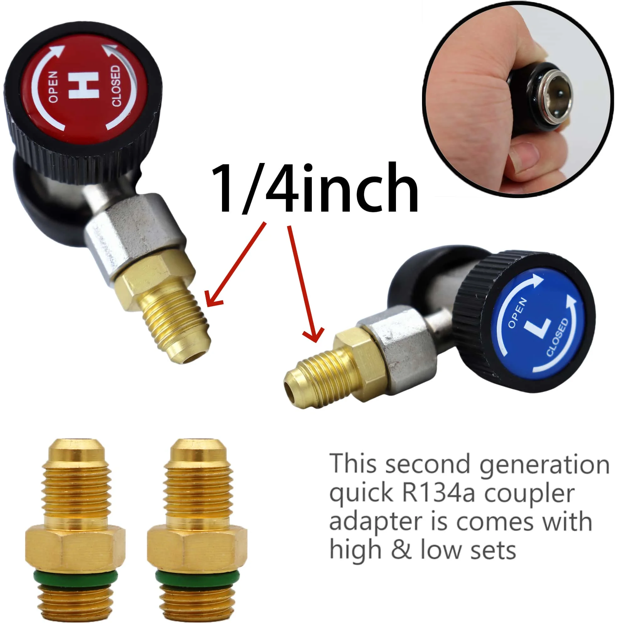 R134A NEW A/C AC Compressor R-134A Manual Quick Coupler Adapter Air Condition 1/4 SAE Connectors Accessories
