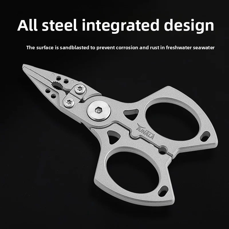 多機能ステンレス製ルアープライヤー、オールスチール製フィッシングシザー、マイクロオブジェクト用オープンループフックリムーバー、鉛圧peワイヤー