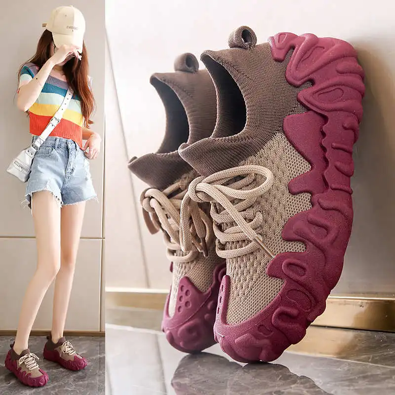 Plataform Round Foot Beige Ankle Boots Woman Sneakers With High Top Shoes Luxury Women's Moccasin Sports Outing Super Cozy