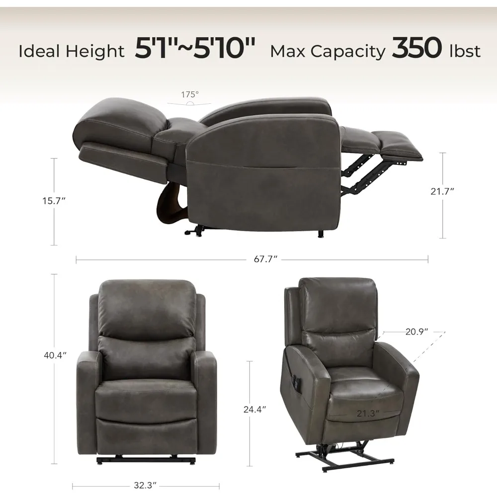 Electric Power Lift Recliner Chair for Elderly with Massage and Heat, USB Ports, Easy Assembly, Glider Chairs