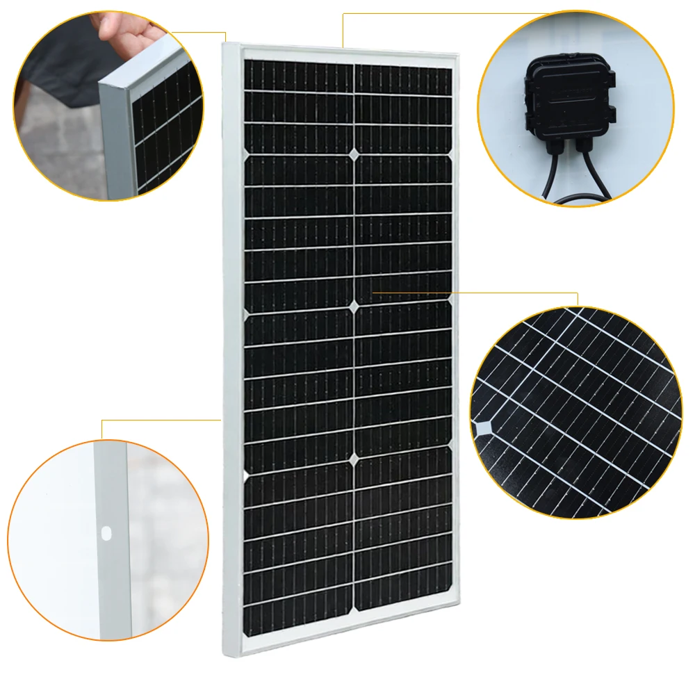 12v panel słoneczny hartowane szkło sztywny panel fotowoltaiczny 12v ładowarka bateria kemper RV łodzi dach dom mono komórka dioda bypass UE magazyn DHL wysyłka — zdjęcie produktu 4
