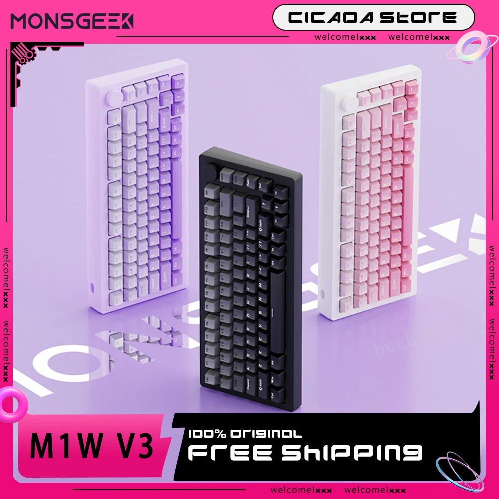 

Monsgeek M1W V3 Gamer Keyboard kit Aluminum 3 Mode Wired Mechanical Keyboard Hot-Swap 82keys Customization Keyboard M1W Keyboard