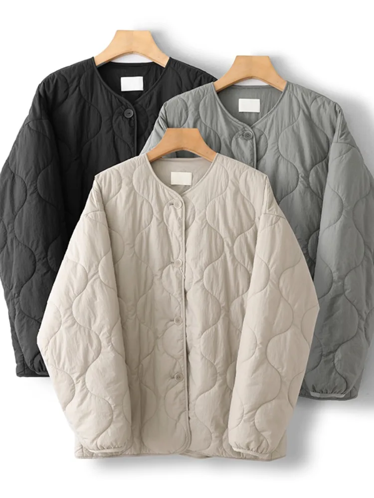 

Slimming Effect ort Cotton Jaet round Ne Casual Lightweight Korean Sle Women's Winter Coat Warm Fluffy Inner Liner