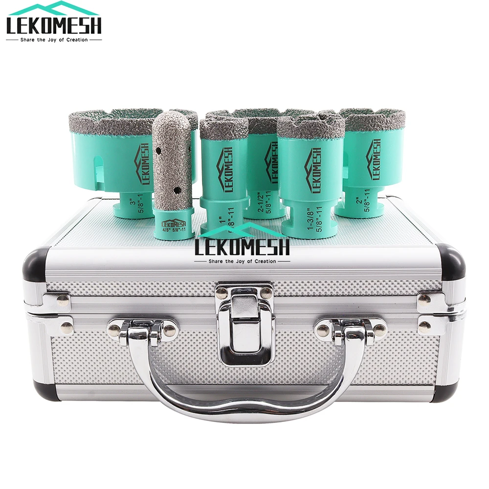 

LEKOMESH 6pcs/set Diamond Core Drill Bits 25-75mm+20mm Finger Bit Porcelain Marble Tile Aluminum Box Kit 5/8-11 Thread Hole Saw