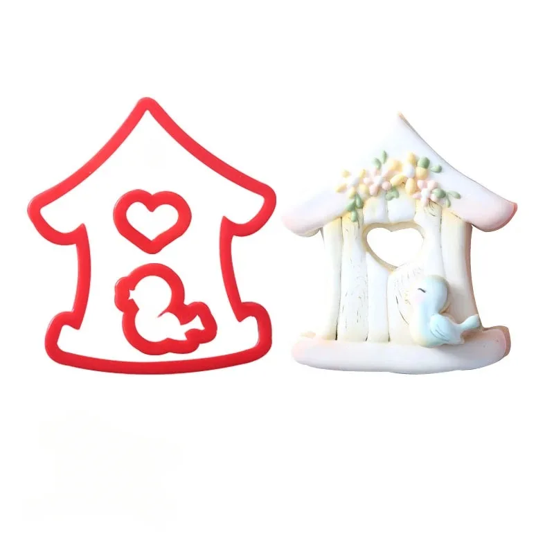 Valentine's Day Cartoon House Bird Cookie Cutter Love Hear Biscuit Cutter Set Cookie Mould for Kitchen Easter Baking Cake Mould