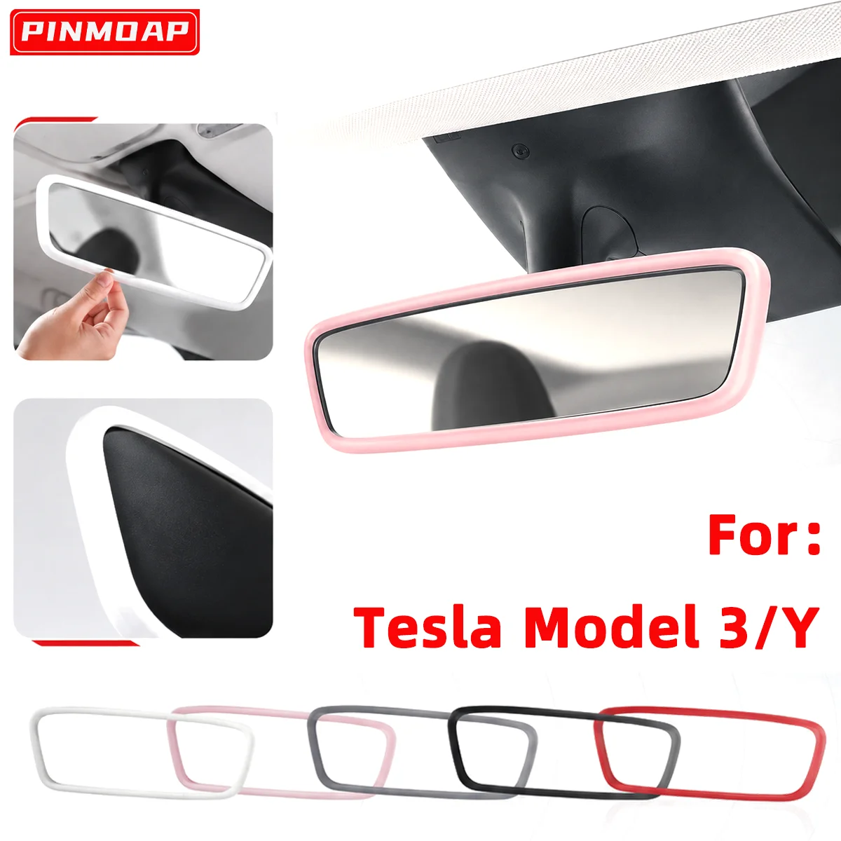 1pc Car Rearview Mirror Silicone Protector Anti Slip Interior Protection Cover Fit For Tesla Model 3 Y Frame Protection Strip