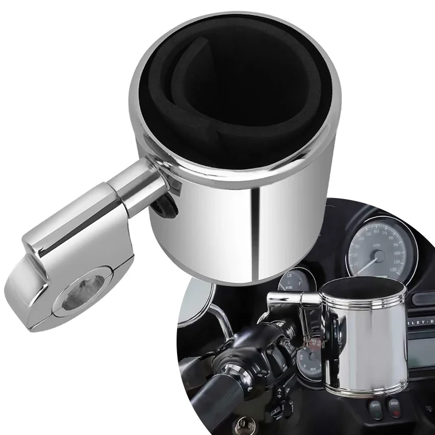 Universal guidão Cup Drink Holder, ajustável, Harley Touring, Sportster, Dyna, Softail, Breakout, ATV, motocicleta, 7/8 ", 1", 1,25"