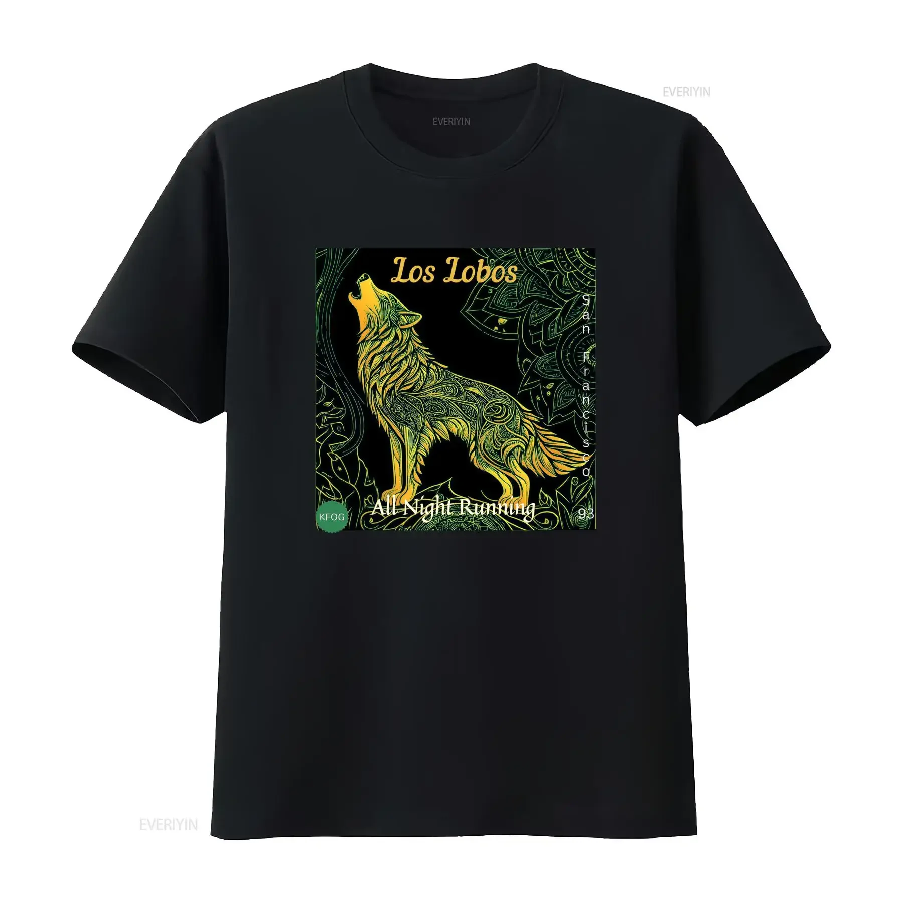 Streetwear Tribal Line Art Los Lobos Howling Wolf Print Cool Casual T Shirt vintage Washed Slightly Breathable graphic fashion