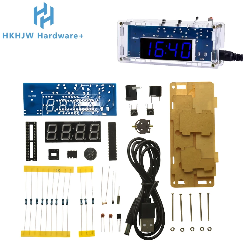 DIY Digital Clock Kit Display Date Week Temperature Alarm DS1302 Soldering Project Learning Practice Solder Diy Electronic Kit
