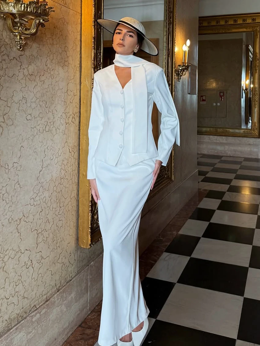 

Marthaqiqi Fashion Nightwear Suit Lace Up Nightie Long Sleeve Sleepwear V-Neck Nightgowns Long Skirts Winter Female Pajamas Sets