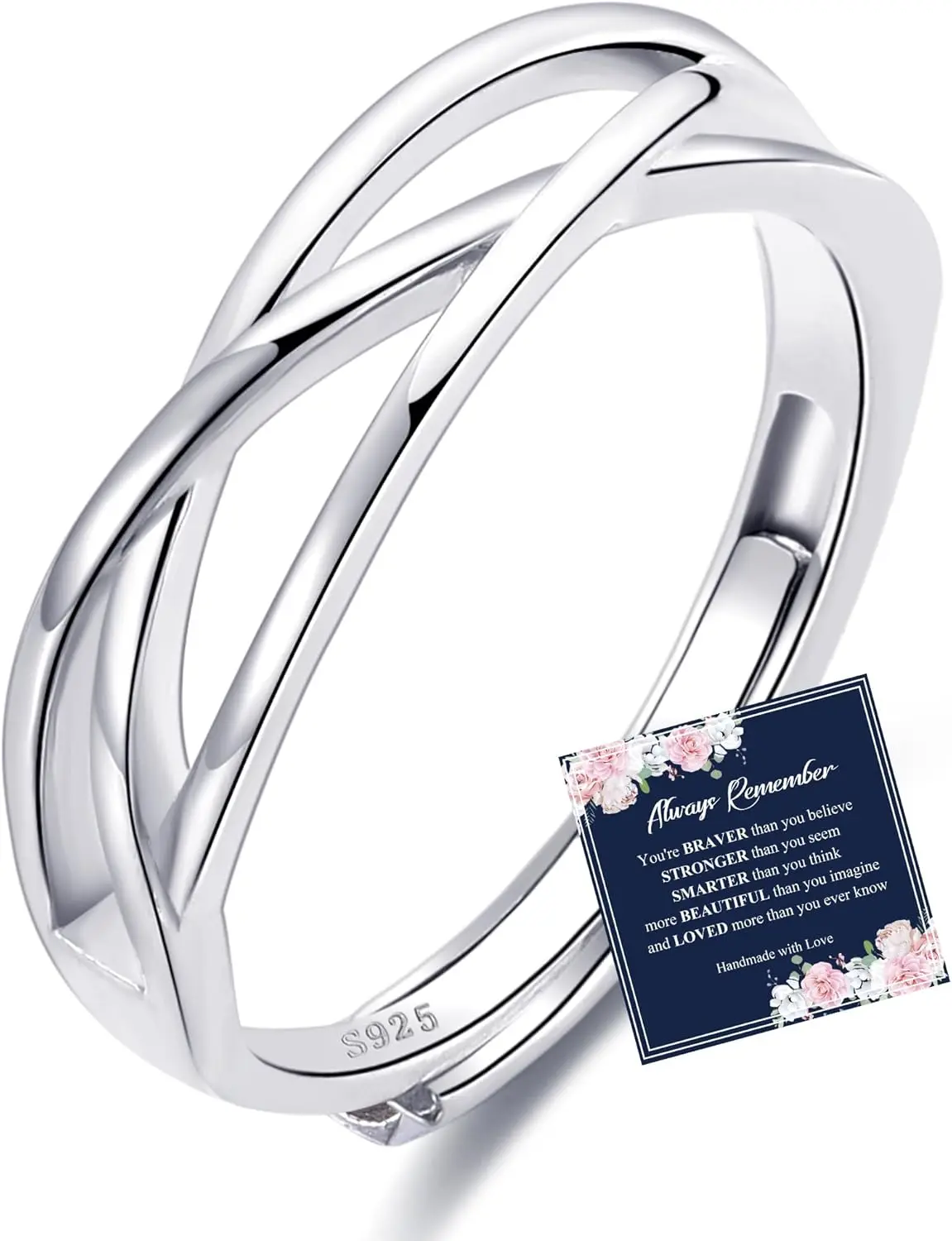 

Серебряное регулируемое кольцо Ooopel из стерлингового серебра S925 для женщин, с кубическим цирконием, в форме узла любви, изящное, минималистичное