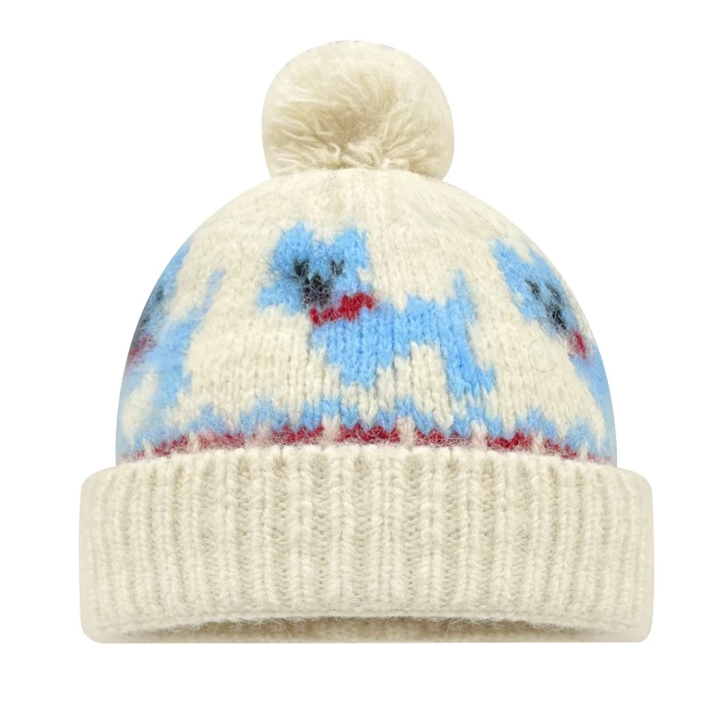 جديد لطيف جرو الجاكار Furball تصميم محبوك قبعة الرجال والنساء الشتاء في الهواء الطلق سميكة الدافئة سدادات حماية الأذن الجمجمة الفول قبعة