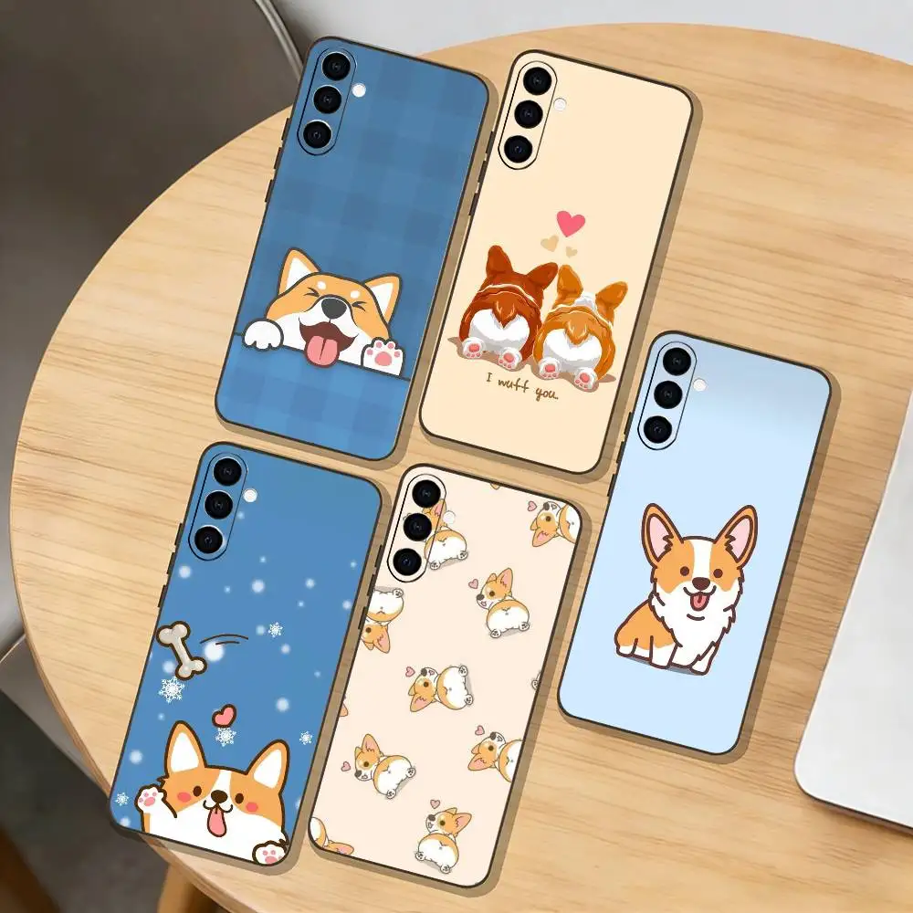 c-Corgi Pet Cute Dog Cartoon  Phone Case For Samsung Galaxy A73,A72,A71,A70,A53,A52,A51,Others Soft Black Cover