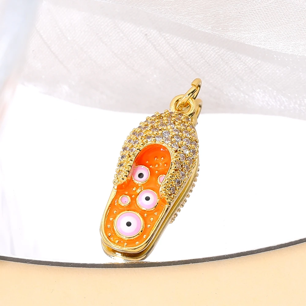 Juya Handwerk Bunte Emaille Anhänger Hausschuhe Hamsa Fatima Türkische Griechische Bösen blick Charms Für DIY Mode Schmuck Machen – Detail 7