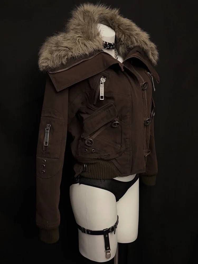 ユニークなレトロオートバイ Jaet オリジナルデザイン Y2K ハイエンドフィールトップ Sve ロングフード付きレギュラーフィットコットンアウター