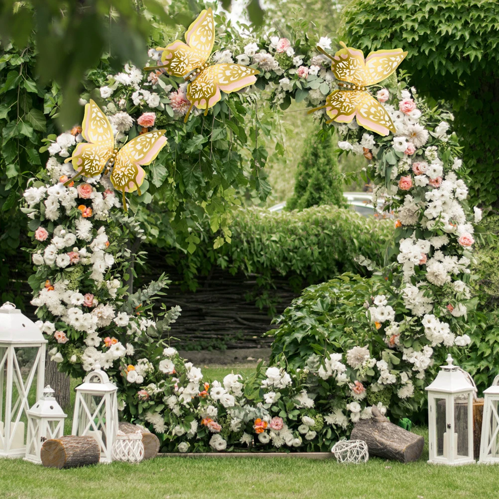 

2pcs 3D Paper Butterflies Wall Decor Self-Adhesive Stickers Simulated Butterfly Decoration for Party Wedding Home Office Bakery