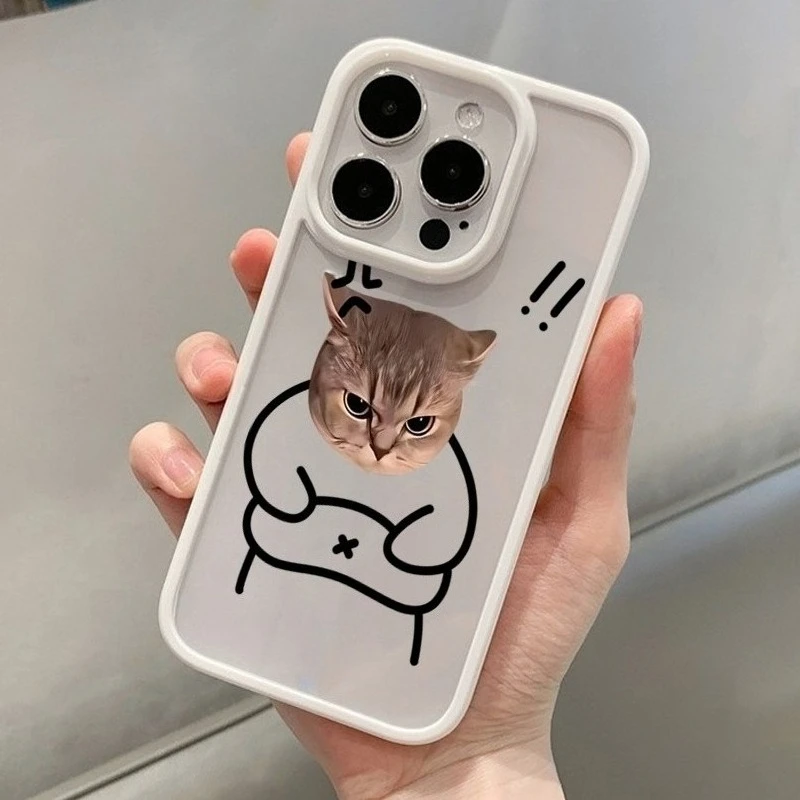 Funny Meme Cartoon Cat Phone Case for iPhone 16 17 15 14 11 12 13 Pro Max 16E Air X XR XS 7 8 Plus SE 2022 TPU Shockproof Cover view 5