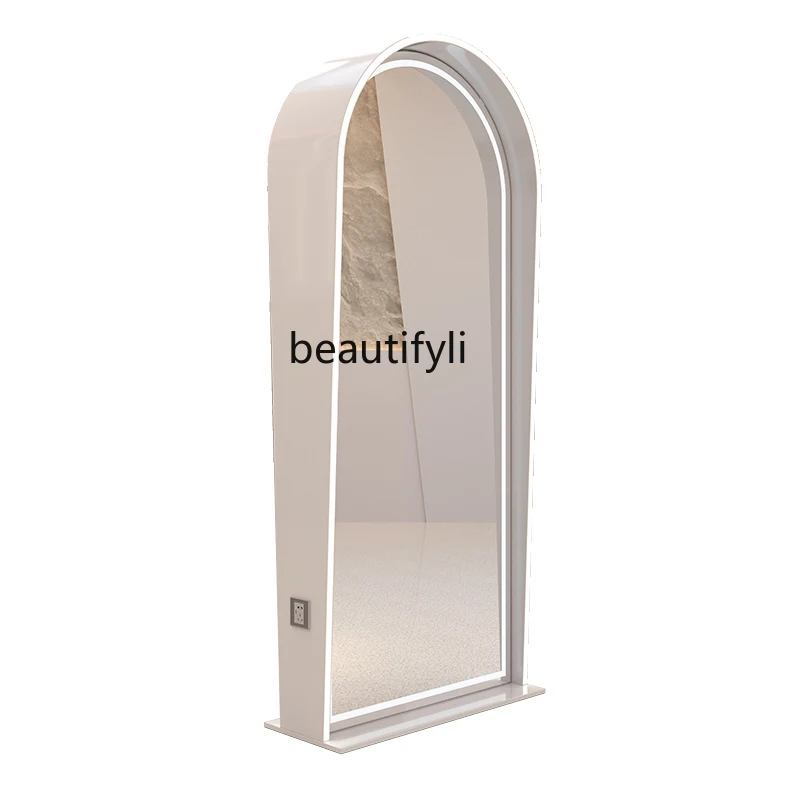 

Barber Single Double-Sided Floor Mirror Barber Shop Mirror with Light Full-Length Mirror Hairdressing Mirror