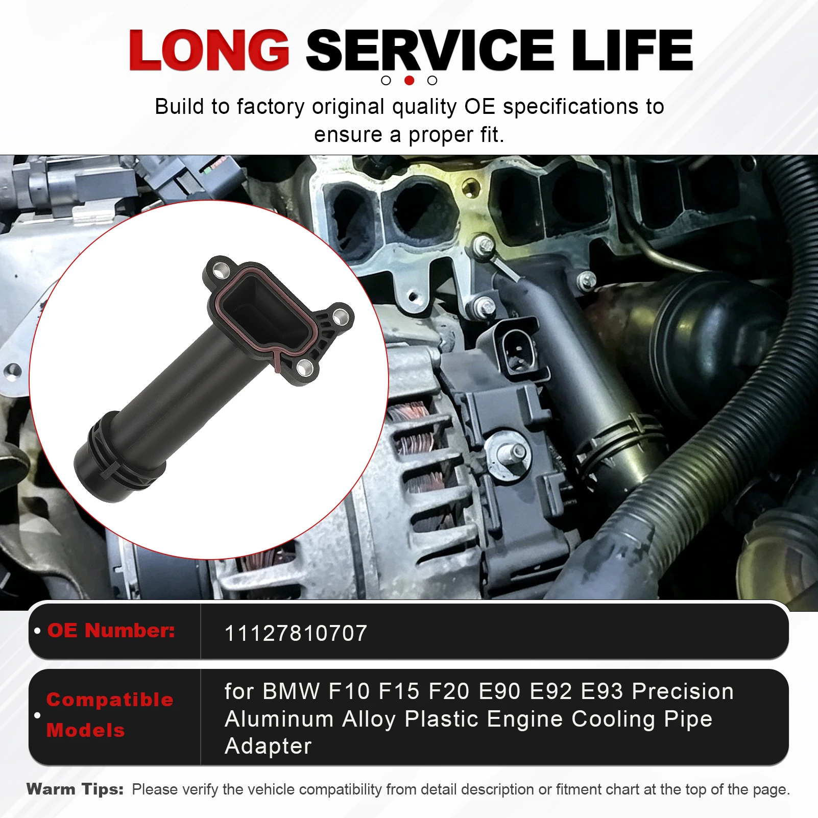 For BMW 1-7 Series X1 X3 X5 X6 Mini Cooper Aluminum/plastic Radiator Coolant Pipe Adapter Easy Installation 11127810707