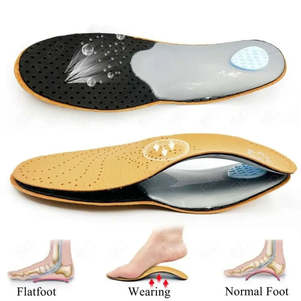 PU Leather Orthopedic Insoles O/X Leg Corrected Foot Pad Sports Shoe Pad Orthotic Flat Foot Health Foot Care Supplies Men