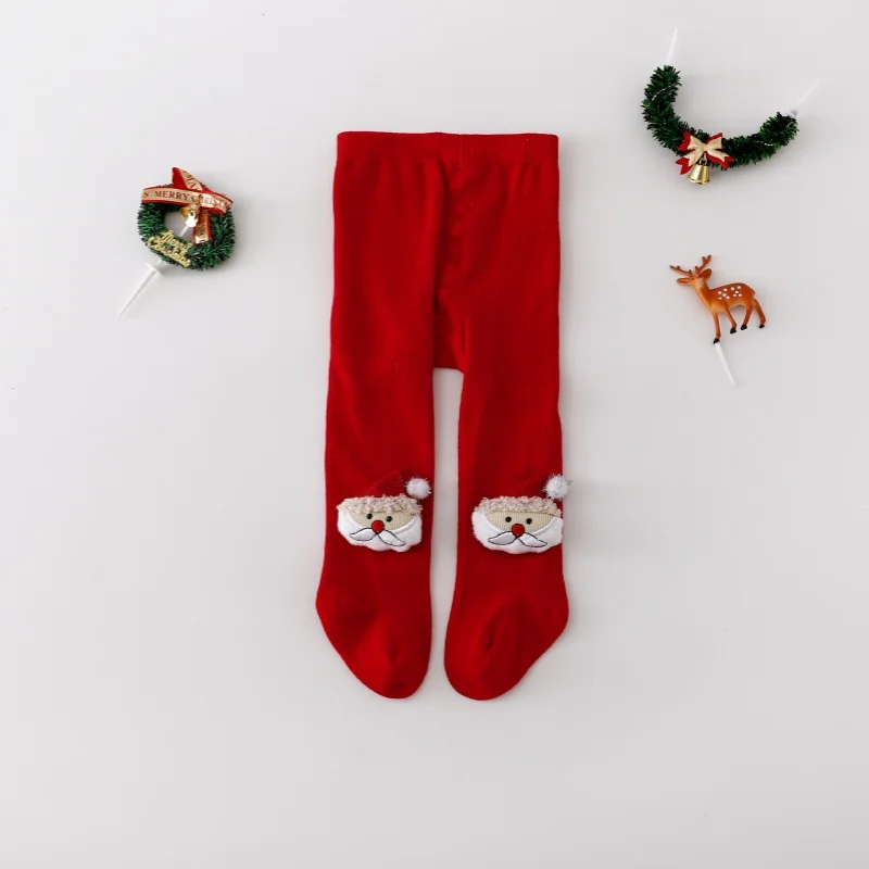 عيد الميلاد الوليد الطفل الجوارب للفتيات محبوك سانتا كلوز الأيائل القطن الرضع طفلة الجوارب الأحمر طفل جوارب طويلة السنة الجديدة #4