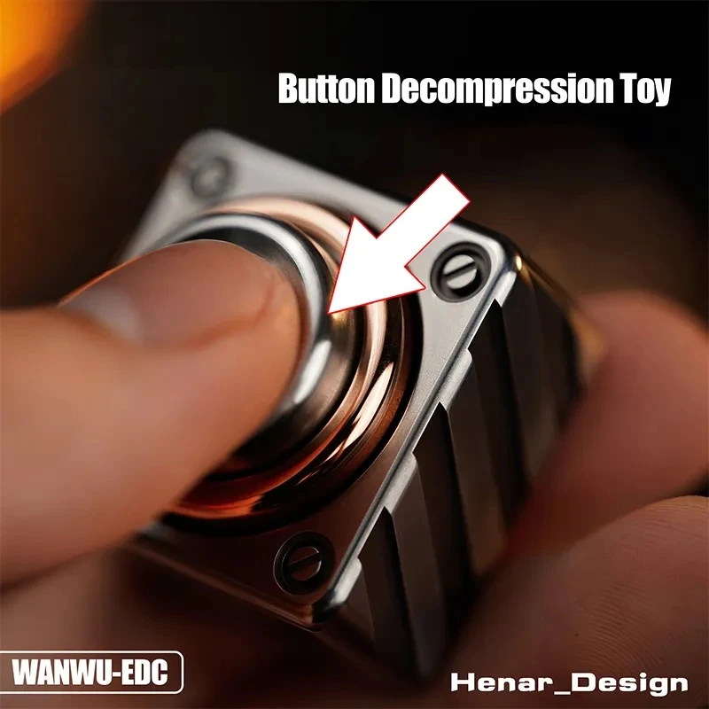 WANWU-EDC Button Fidget Spinner Gyro Wasteland Technology CNC Seiko Carving Decompression Toy