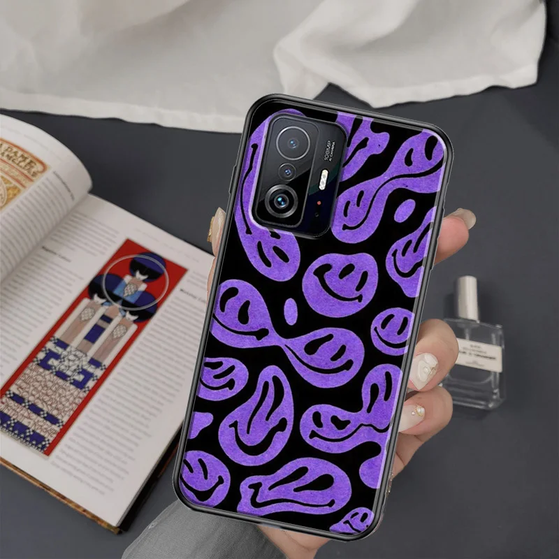 Trippy Smiley Face Pattern Aesthetic For POCO X3 Pro F3 M3 M4 X3 GT Phone Case For Xiaomi 11T Pro 10T 9T Mi 11 Lite Ultra Cover