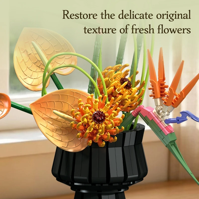 Tropical Bird of Paradise Building Block Set, Flower Series Model, Perfect for Collecting or Gifting view 3