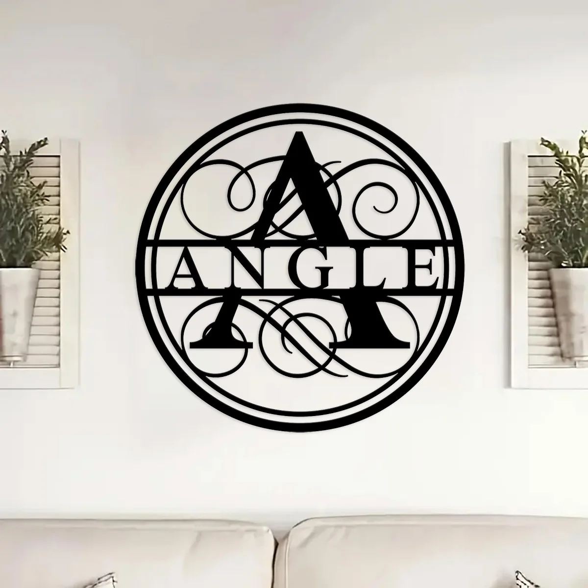 Classic 26 Letters Retro Art Custom Name Metal Wall Hanging Sign Plate Cutout Farmhouse Home Living