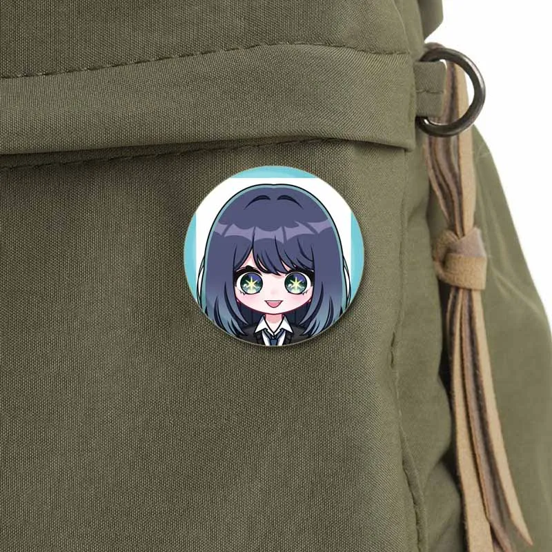 Anime Oshi No Ko Pins,Cute Cartoon Badge,Handmade Round Tinplate Brooches,Breastpin for Backpack Clothes Gift Accessory