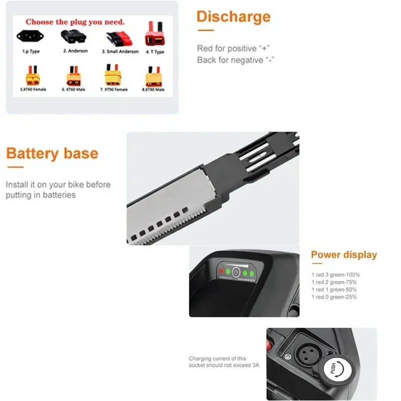 36V 48V 52V Hailong Electric Bicycle Battery Pack 20Ah Suitable for 350W 500W 750W 1000W Mountain Bike Bafang BBS02 BBS03 BBSHD