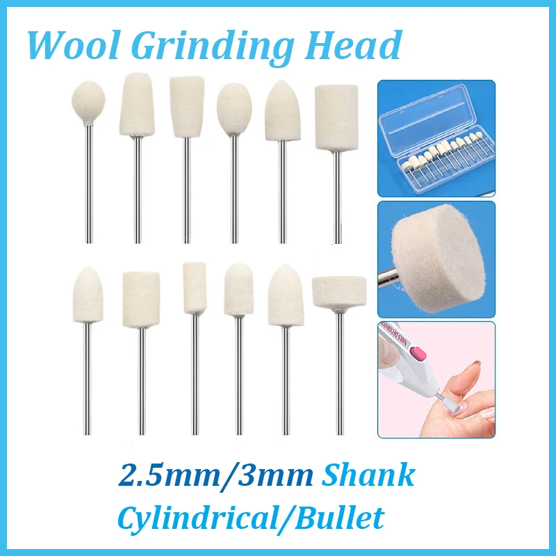 5Pcs Cone Wool Felt Mounted Polishing Grinding Buffing Wheel with 2.35/3mm Shank Grinder Drill Rotary Tools 3/4/5/6/8/10/12mm