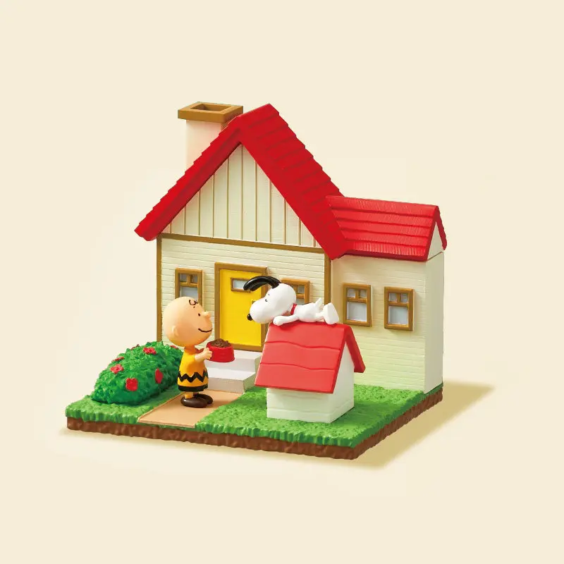 Rement Dostępne Od Ręki Autentyczne Snoopy Słodkie Małe Domki Miniaturowe Sceny Wnętrz Model Kolekcjonerski Blind Box Dla Kolekcjonerów Anime