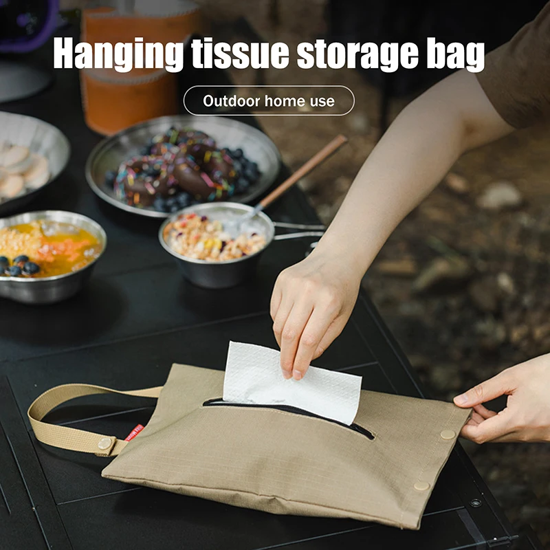 Outdoor Camping Tissue Storage Bag Portable Tissue Storage Box For Picnic With Handle Household Hanging Tissue Bags With Zipper