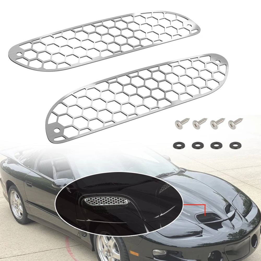 304 Stainless Steel Mesh Ram Air Hood Hex honeycomb Screens For 1998-2002 Pontiac Trans Am WS6