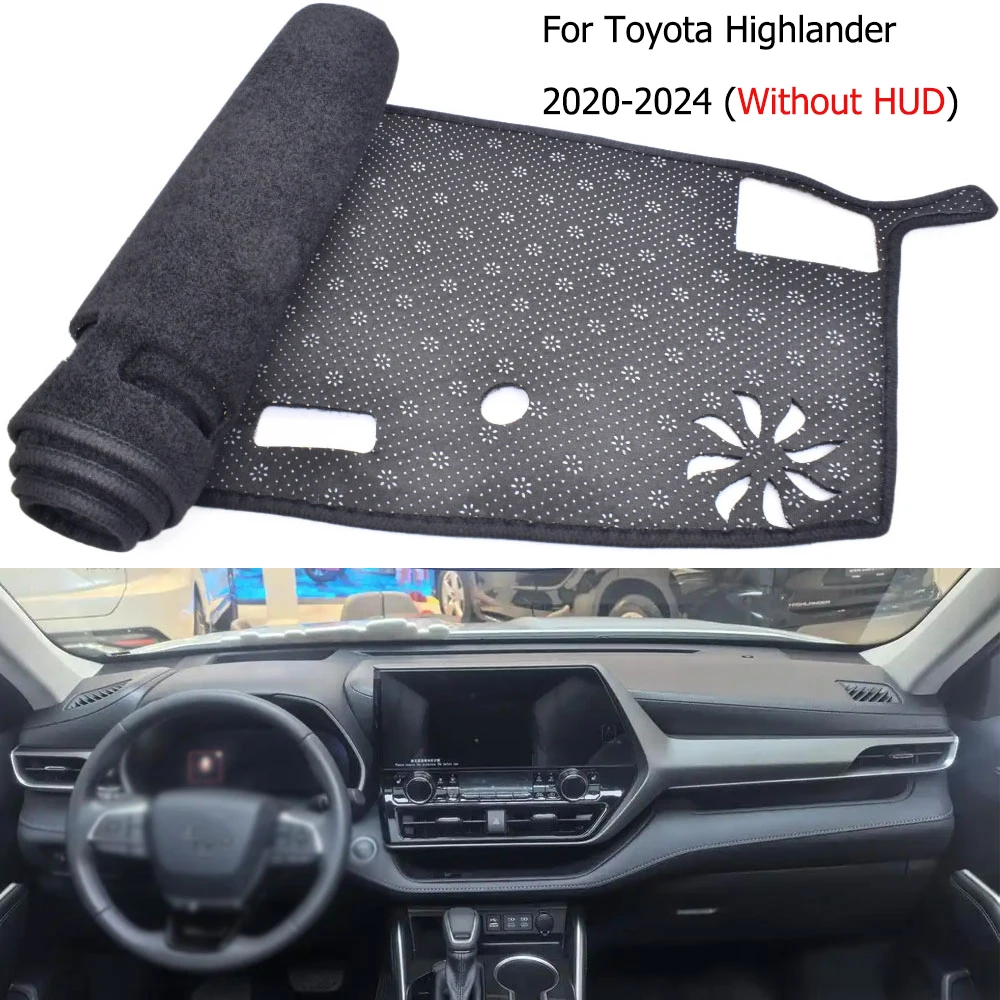 

For Toyota Highlander 2020-2024 (Without HUD) Car Dashmat Anti-UV Dashboard Cover Dash Mat Sunshade Carpet Protector Accessories