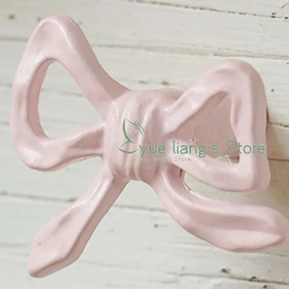 Pink Bow Decor Handle,French Cabinet Doorknob,drawer, Wardrobe Door Handle,Retro Home Decoration Elegant 2pcs Metal Handle