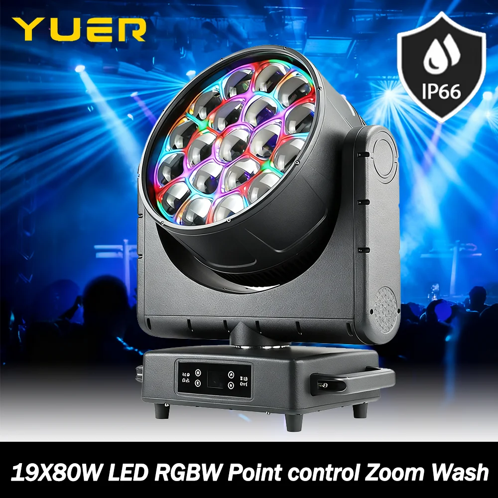 19X80W LED RGBW Waterproof Point control Zoom Beam Moving head light with Backlight Wash DMX512 for DJ Disco party bar wedding