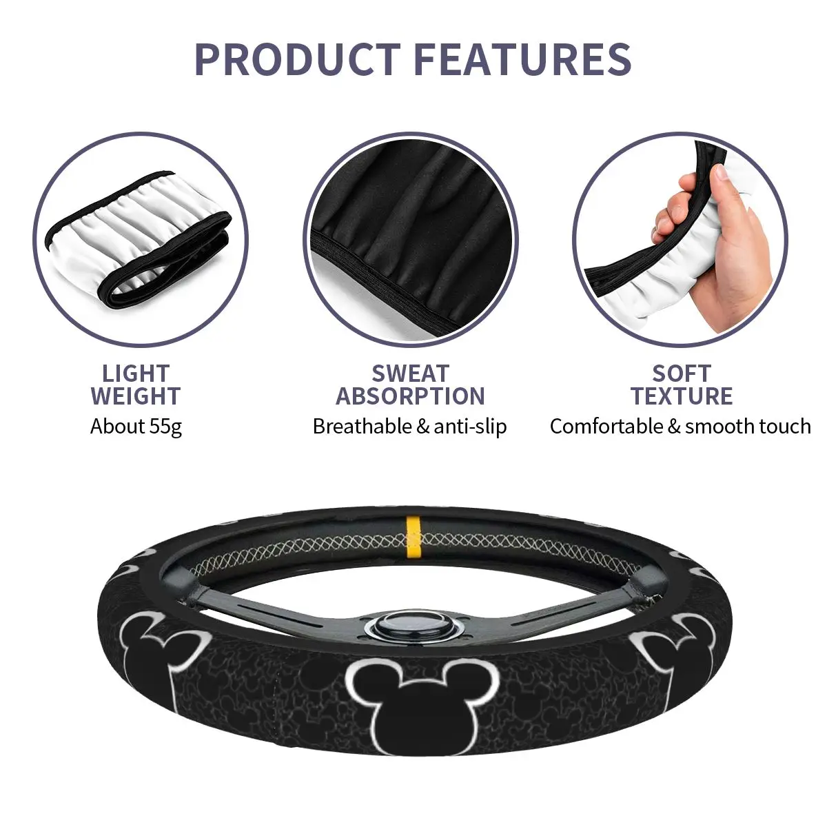 38cm Car Steering Wheel Covers  Mickey Mouse Soft Car-styling Fashion Steering-Wheel Accessories