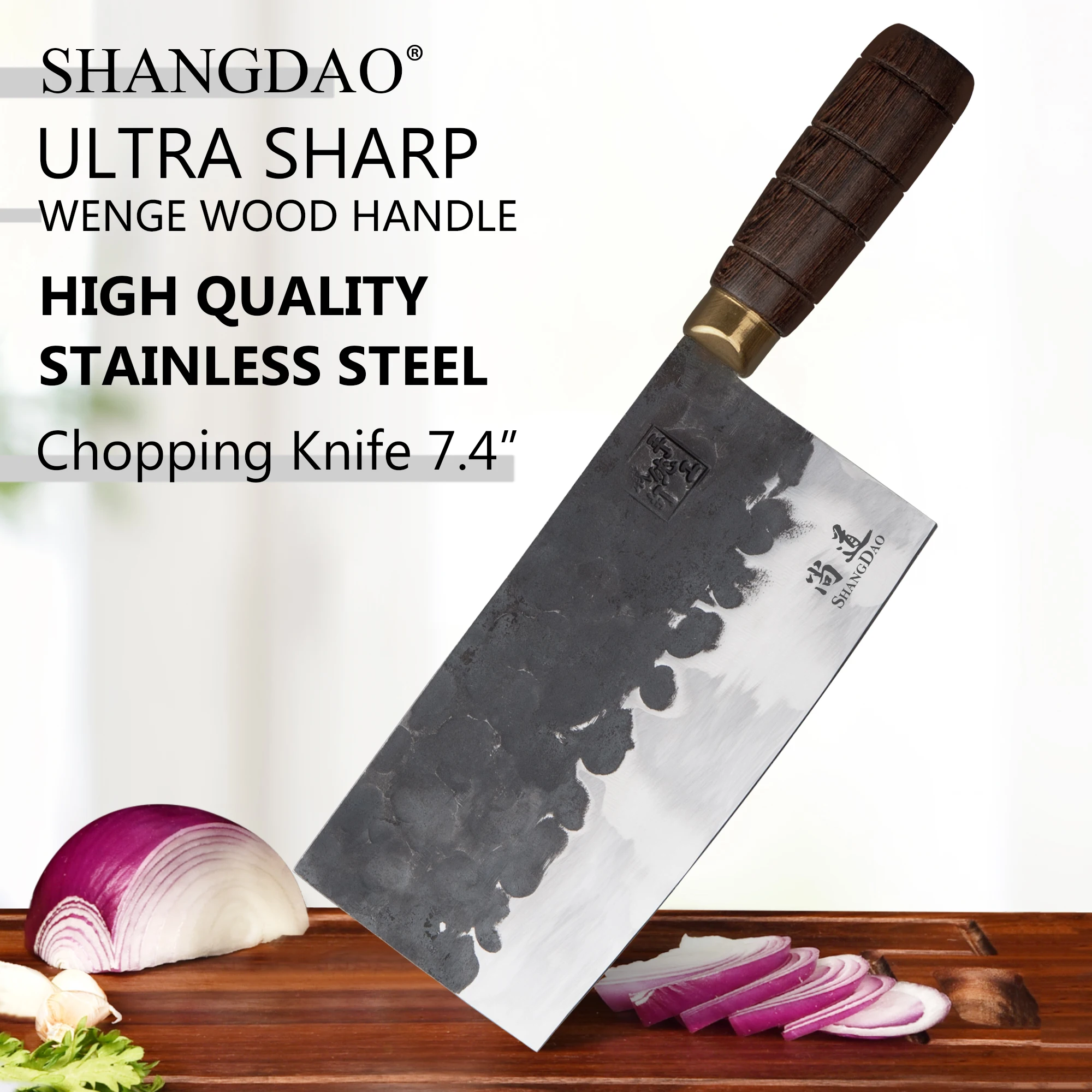 

SHANGDAO Professional 7.4" Meat Cleaver Knife,High Quality Steel Forged Blade Heavy Duty Butcher Cleaver Knives with Wood Handle