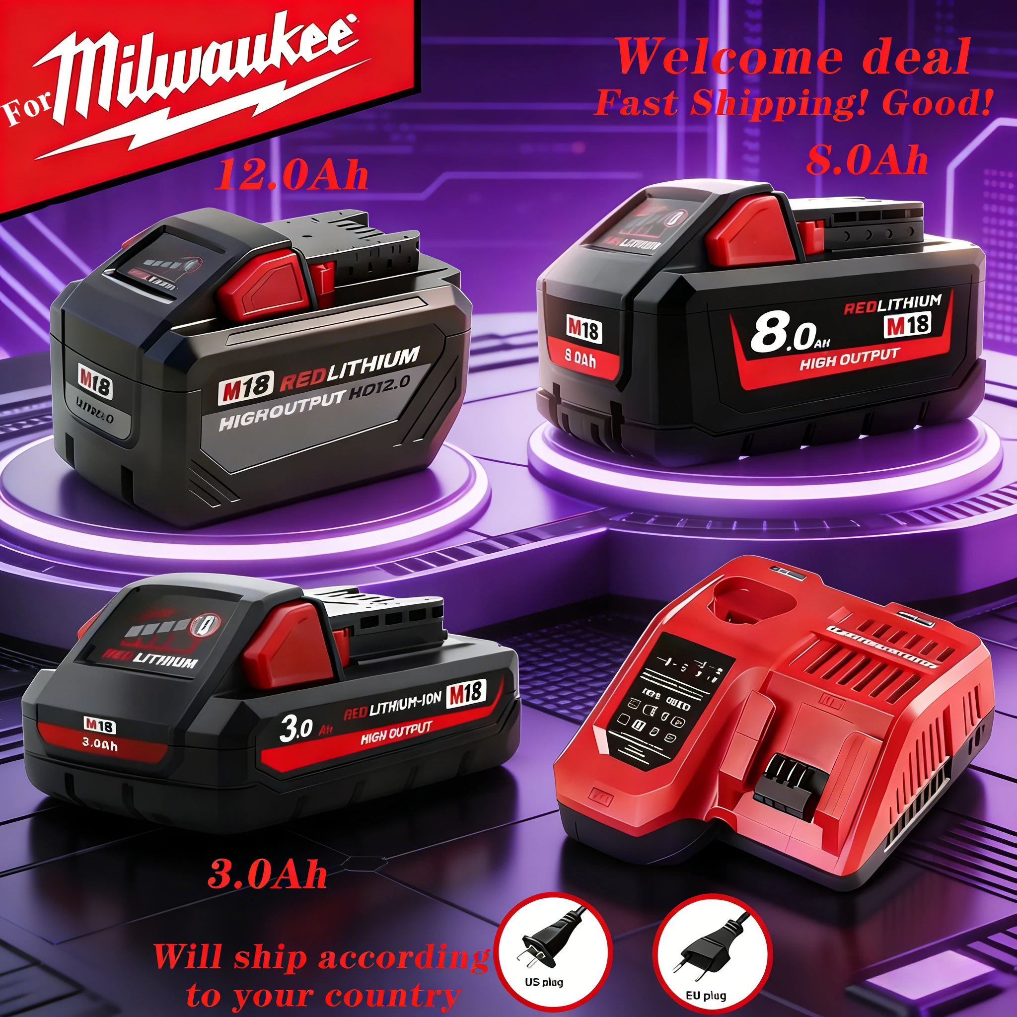 

Для Milwaukee M18HB12 12,0 Ач, 18 В, зарядная батарея — M18 21700, высокомощные элементы, для электроинструментов 48-11-1850 2604-20/2604-22 ilwaukee