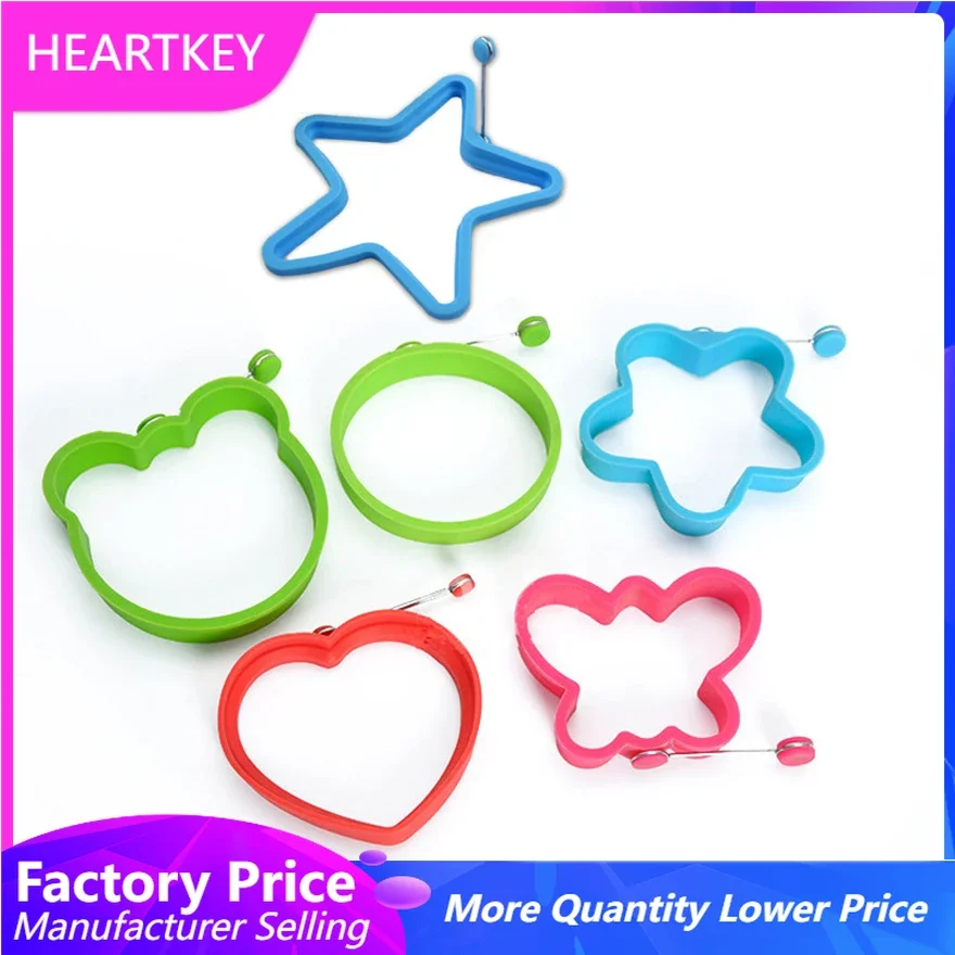 

Non-stick Pancake Maker Mold Poacher 6 Shapes Star Heart Flower Breakfast Sandwich Omelette Round Cook Fried Silicone Egg Ring